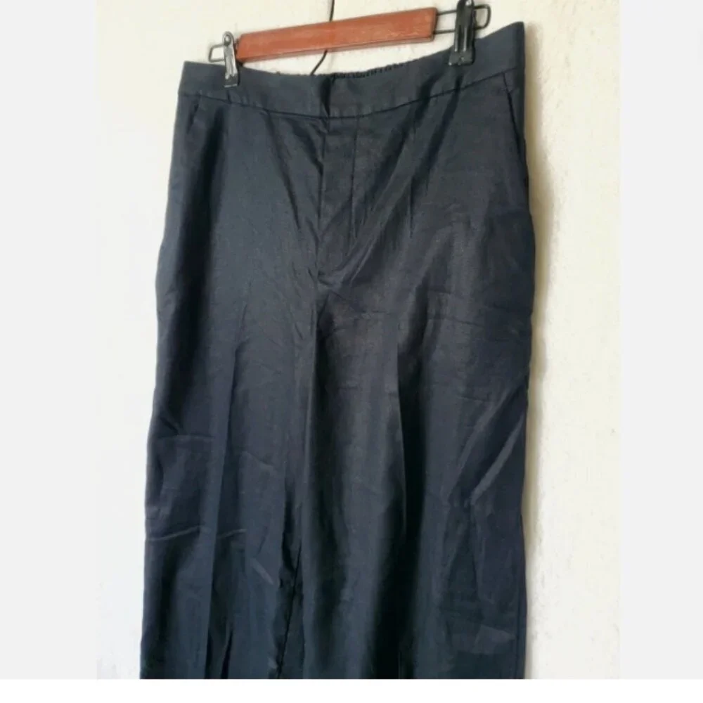 Banana Republic Hayden Wide Leg Linen Blend Pull On Pants Black Size Large NWT